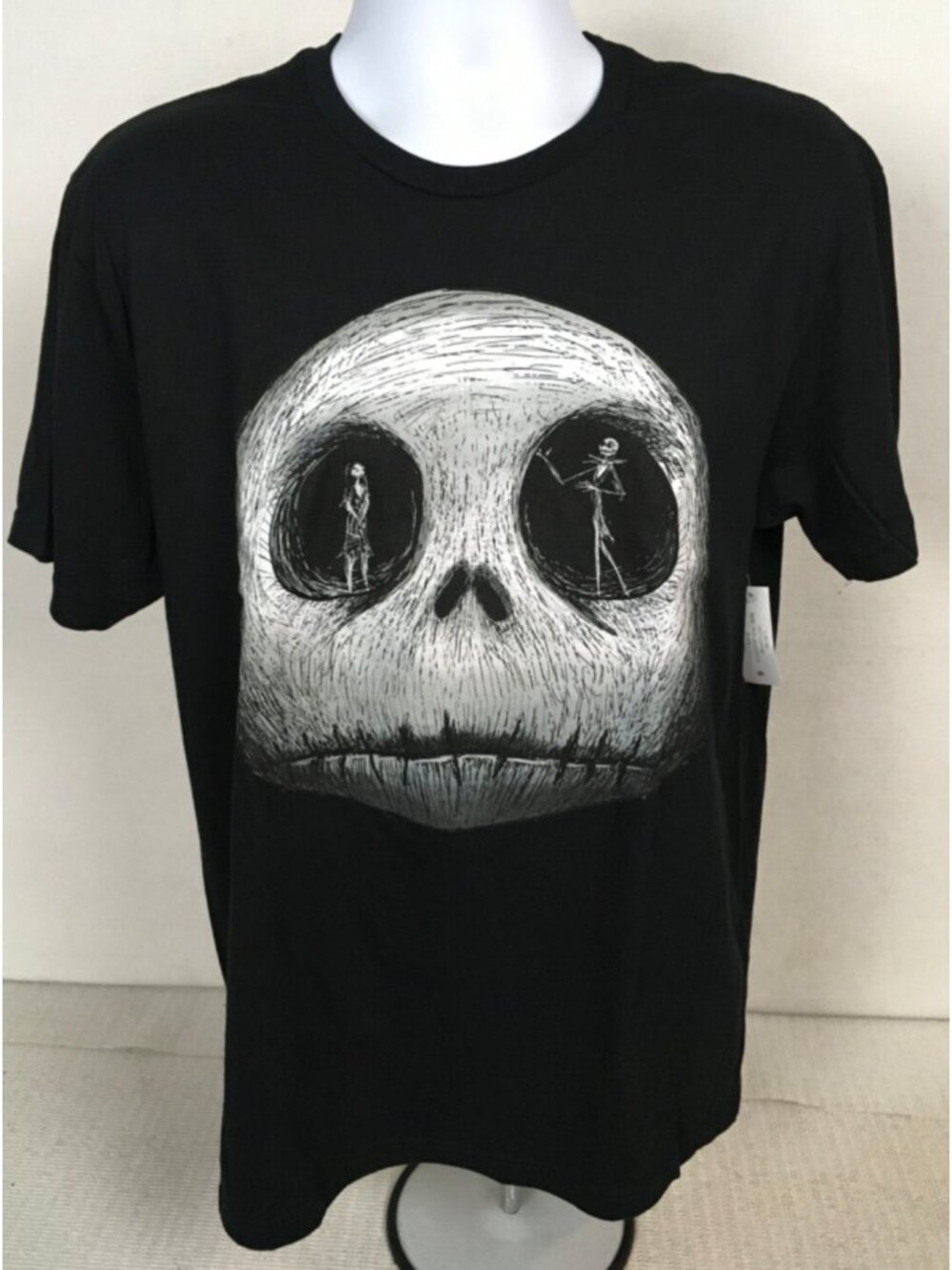 Disney T shirt Size L 42 Tim Burton The Nightmare Before Christmas Black White